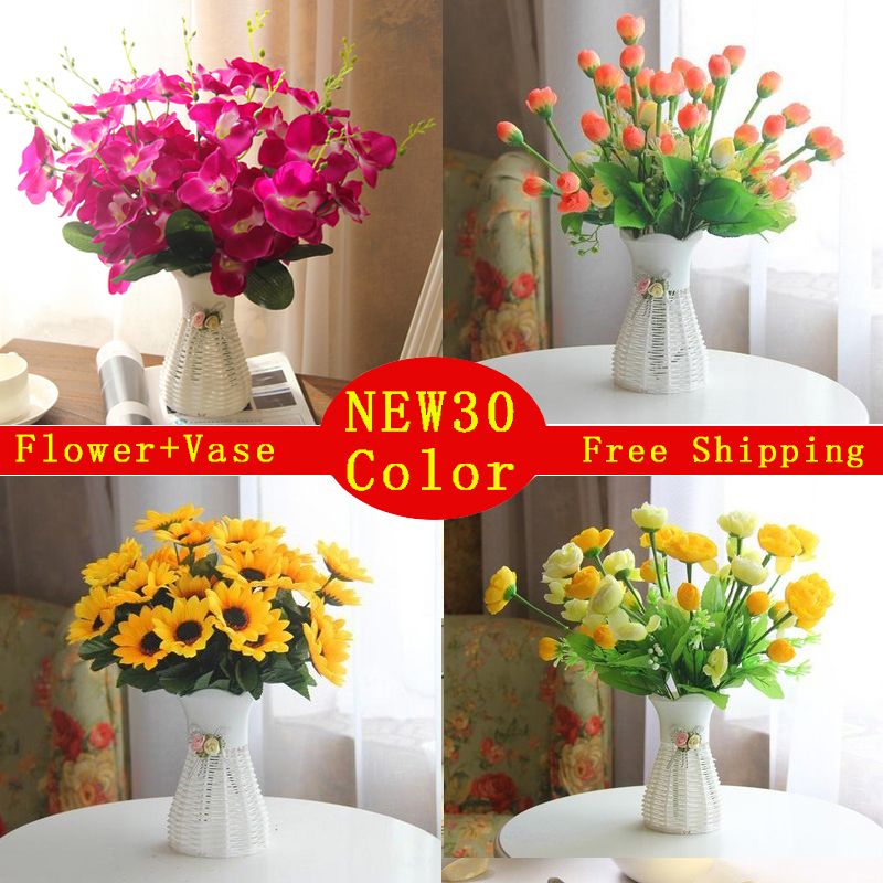 2019 Wholesale Quality Plastic Vase Silk Flowers Artificial