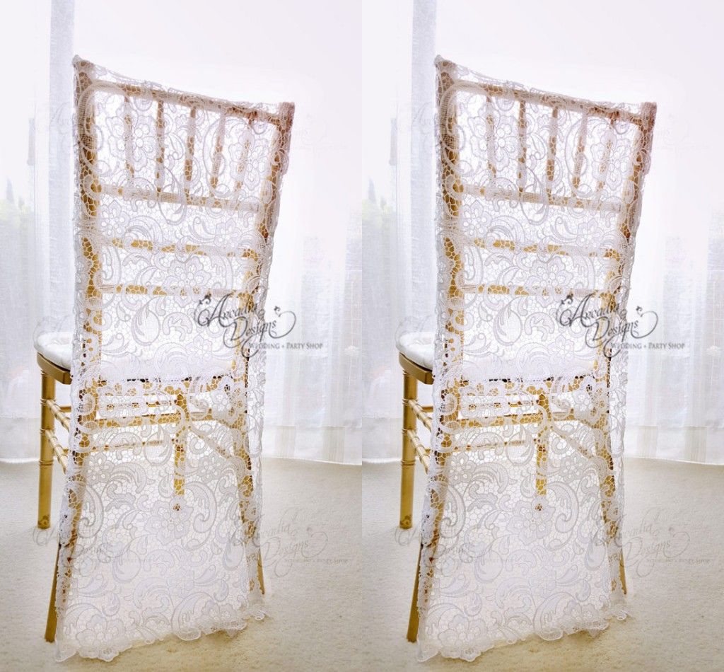 2020 Charming White Lace Wedding Chair Covers Custom Made Groom
