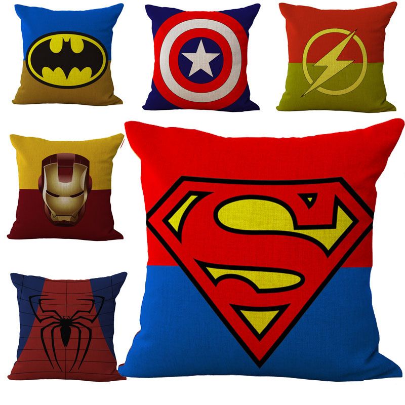 Superhero Captain America Iron Man Spiderman Pillow Case Cushion