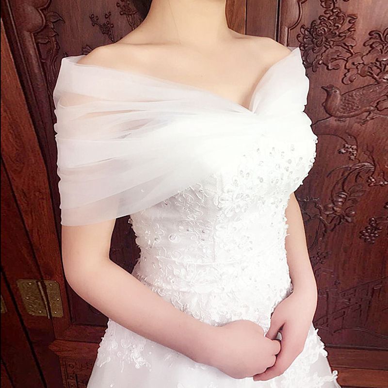 tulle wrap wedding dress