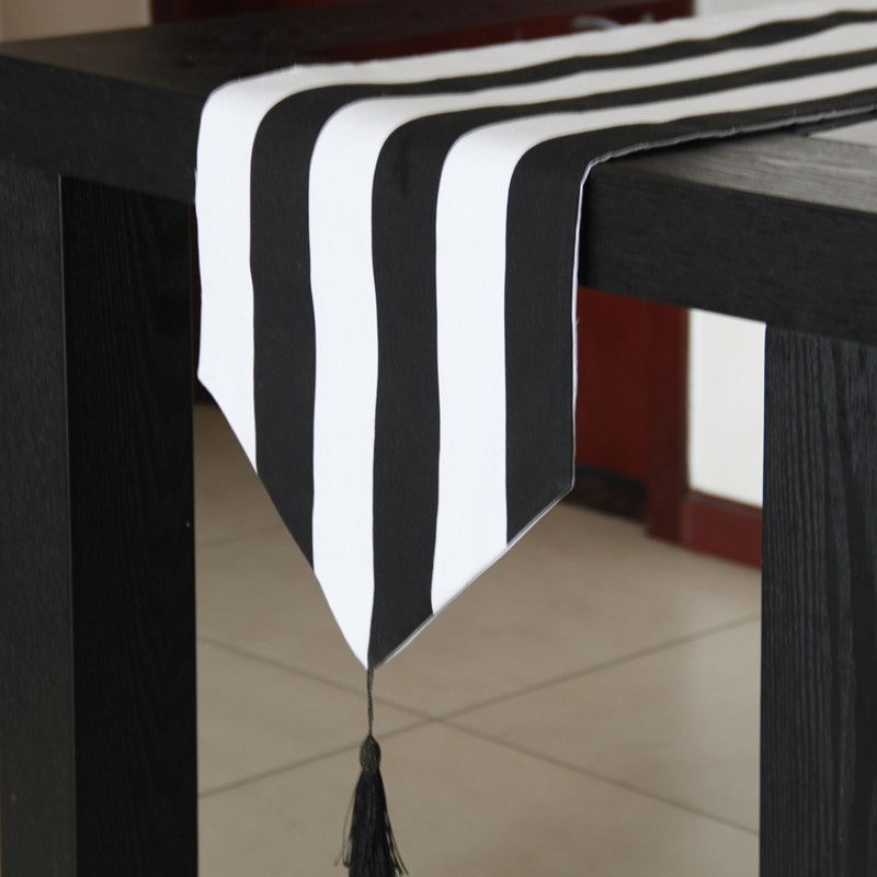 Table Runner Black White Strips Table Runners Modern Home Hotel