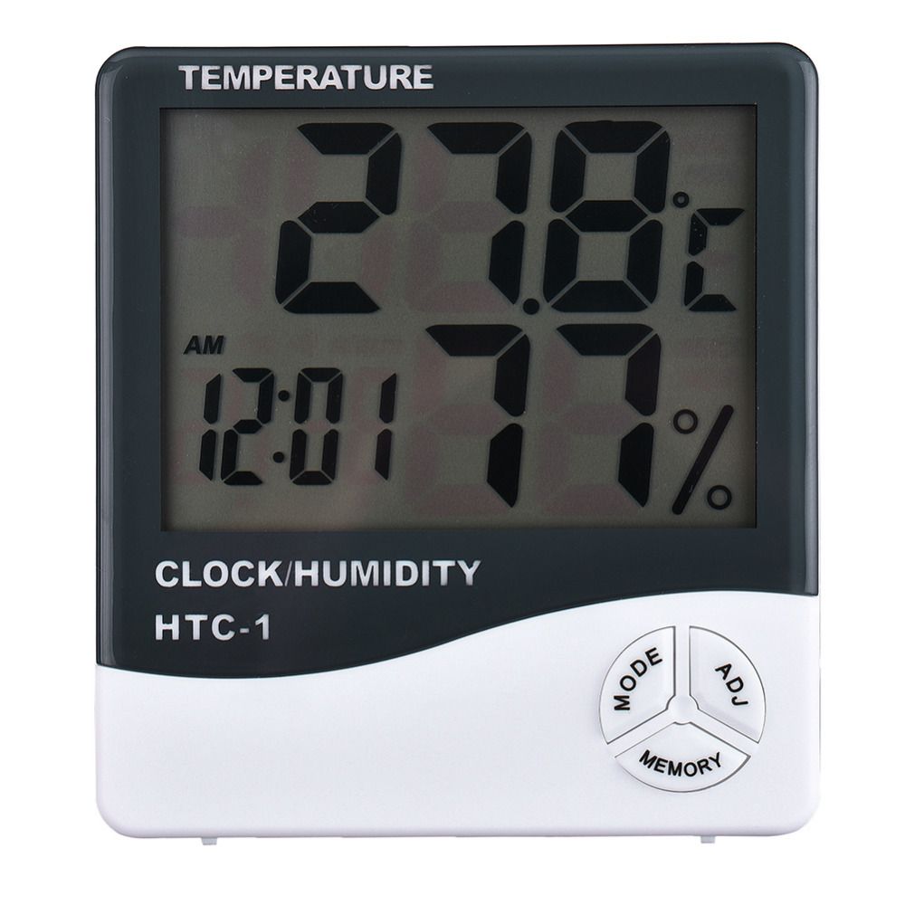 2019 High Accuracy Large Character Lcd Display Digital Thermometer Hygrometer Indoor Electronic Room Temperature Controller Humidity Meter Clock From