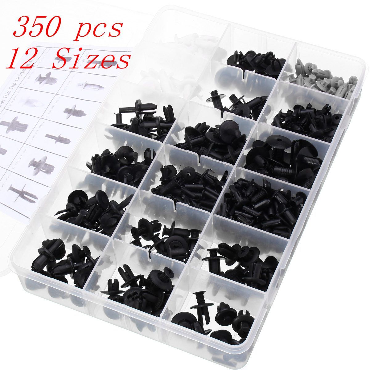 12 Sizes 350pcs Exterior//Interior Assortments Car Push Pin Rivet Trim Clip Panel