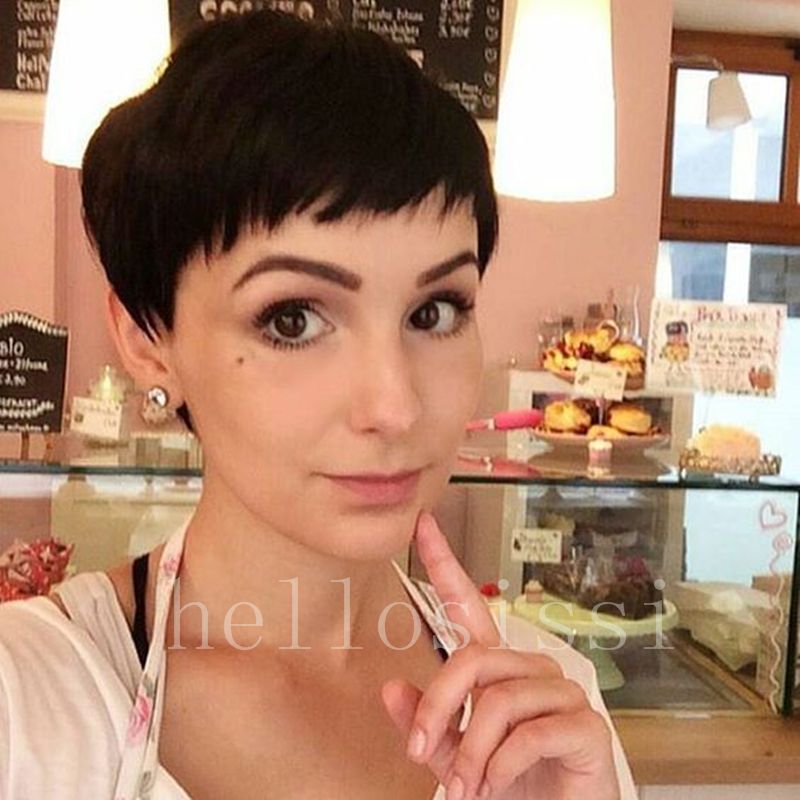Short Synthetic Wigs For Black Women Short Straight Pixie Cut Wig