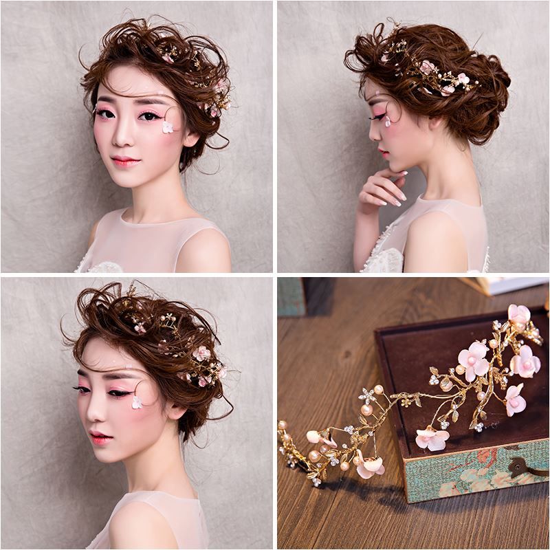 peach flower hair accessories
