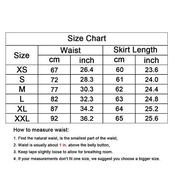 Womens Skirt Size Chart