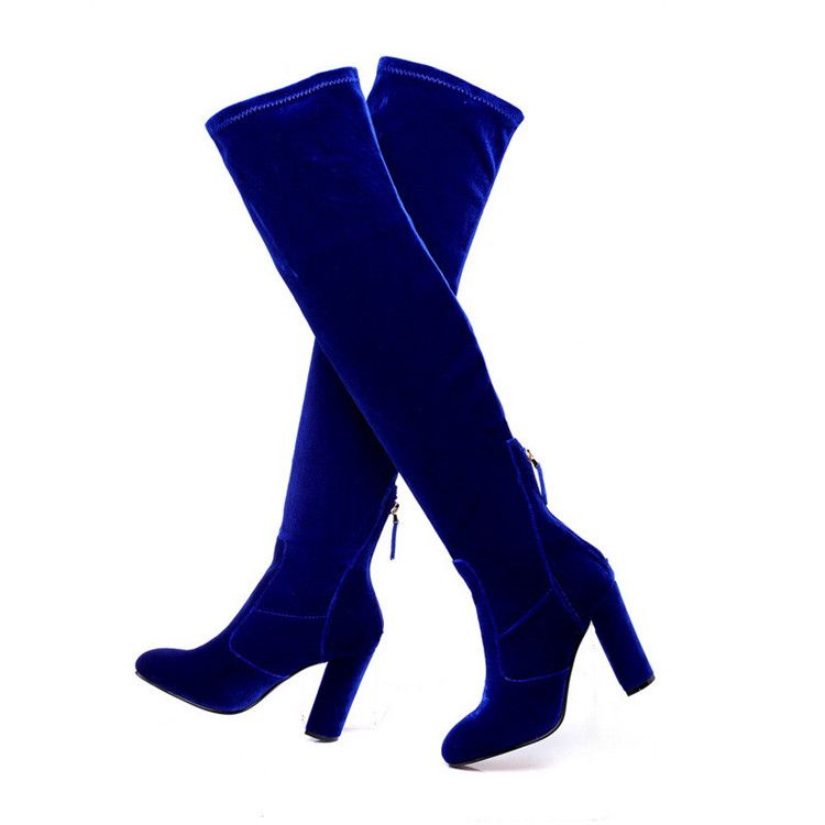 blue block heel boots