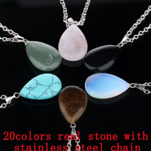 Drop Natural Stone Chain Necklaces