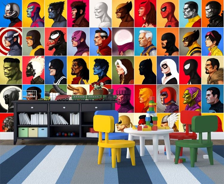 Superhero Comics Wallpaper Spiderman Wall Mural Captain America Photo Wallpaper Kids Bedroom Wall Covering Avengers Room Decor Love Wallpaper Love