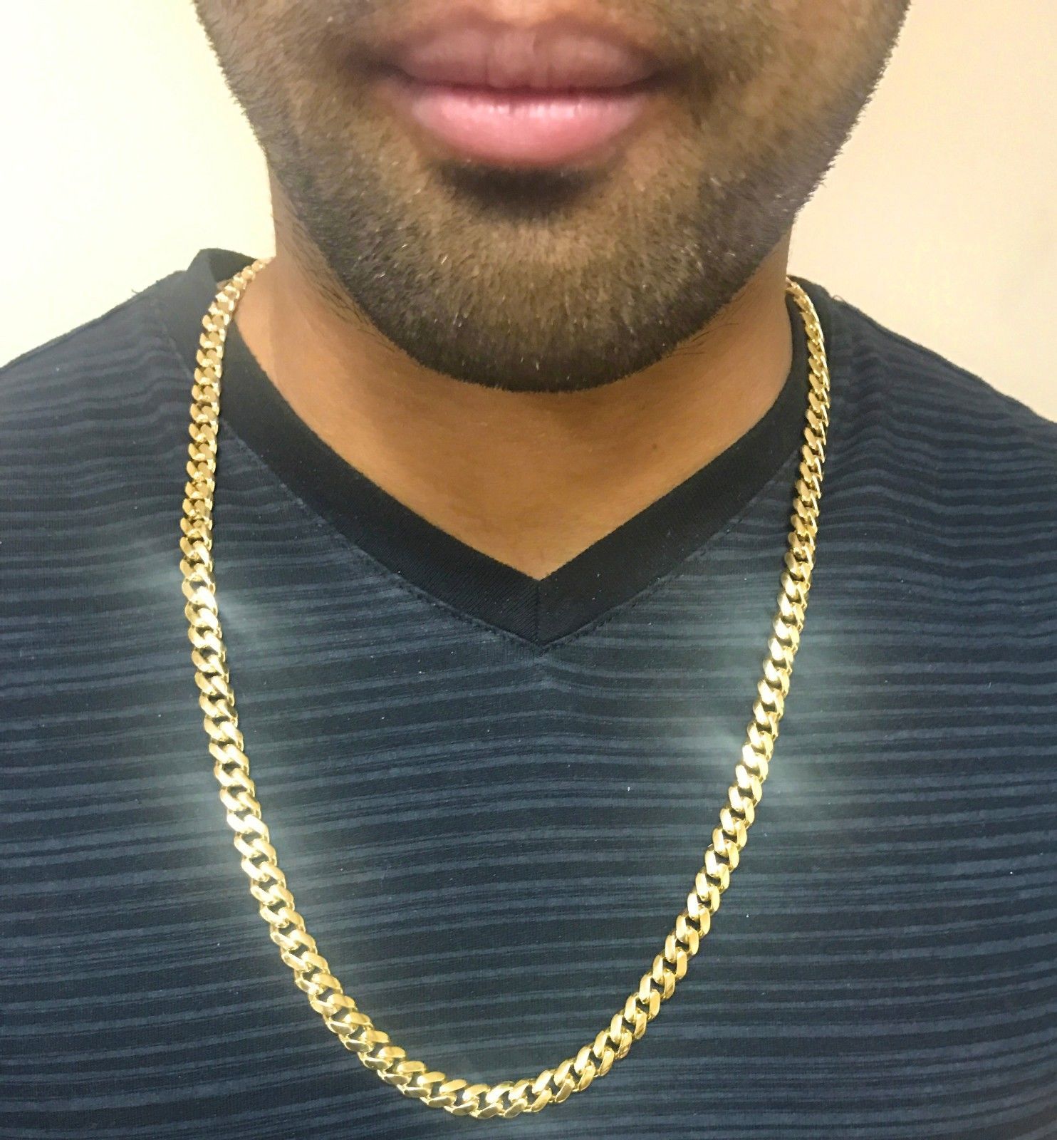 14K Miami Cubano Cadena De Cadena Oro Sólido, 26 7.9 MM Gramos Pesado Collar Hombres De 46,69 € | DHgate