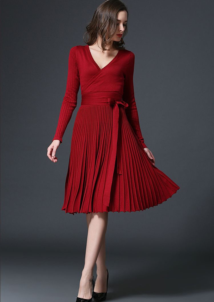 robe plissee rouge