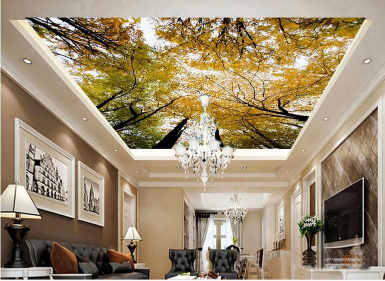 Hd 3d Fantasy Ceiling Modern Wallpaper Walls Forest Sky Wallpaper