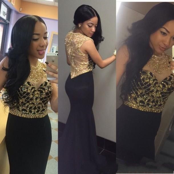 vestito elegante nero e oro