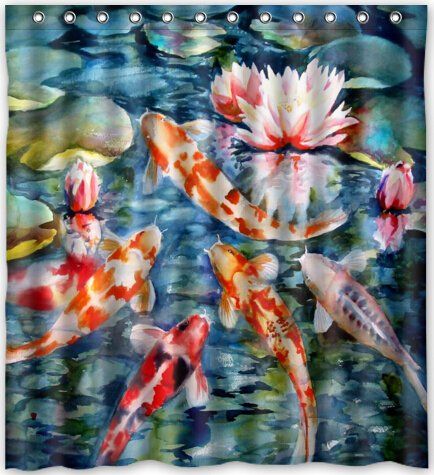 2019 Japanese Koi Fish Popular Bath Curtain Shower Curtain 66 X 72