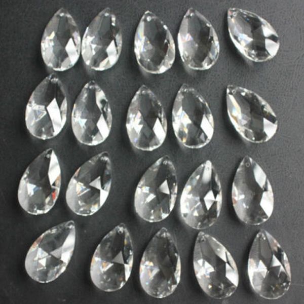 15Pcs Clear Glass Crystal Chandelier Lamp Part Drops Prisms Hanging Pendant 38mm