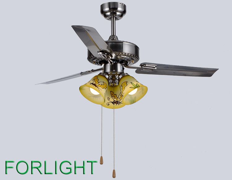 2019 Retro European American Style Led Ceiling Fans Lights 42 Inches 110 Cm 3 Iron Blades Leaves Mute Energy Saving Led Ceiling Fan Light From