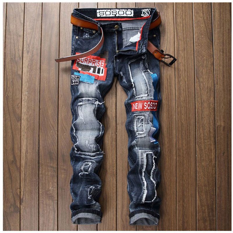patchwork skinny jeans mens