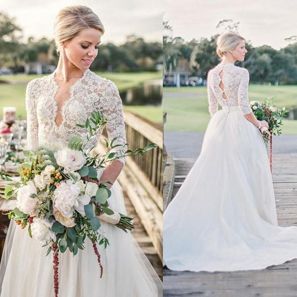 long sleeve country wedding dresses