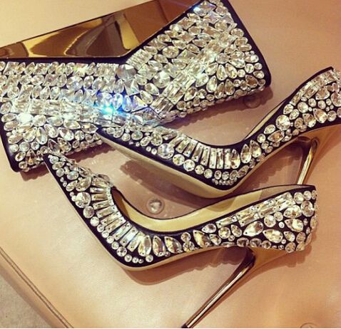 black heels with jewels