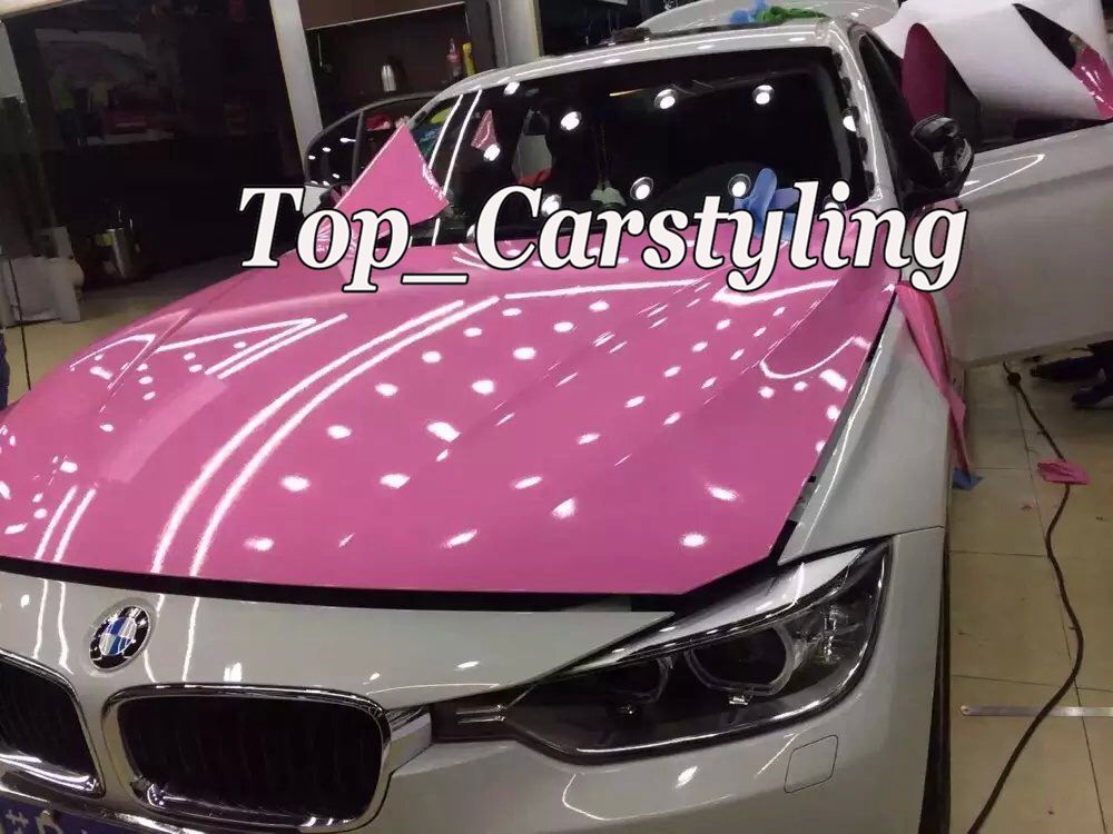 2021 Pink 3 Layer High Gloss Vinyl Wrap Vehicle Wrapping With Bubble