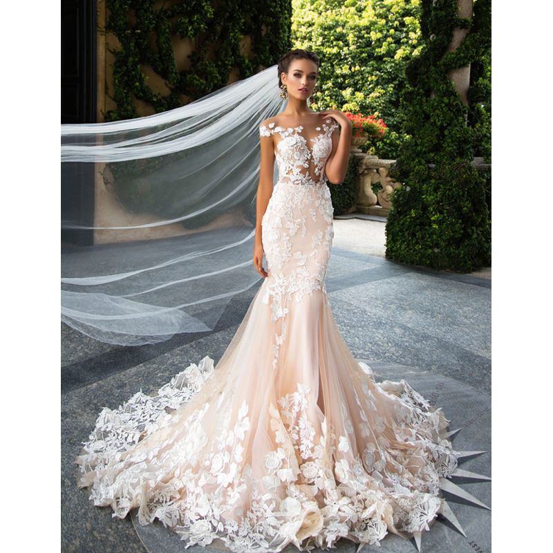 embroidered lace wedding dress