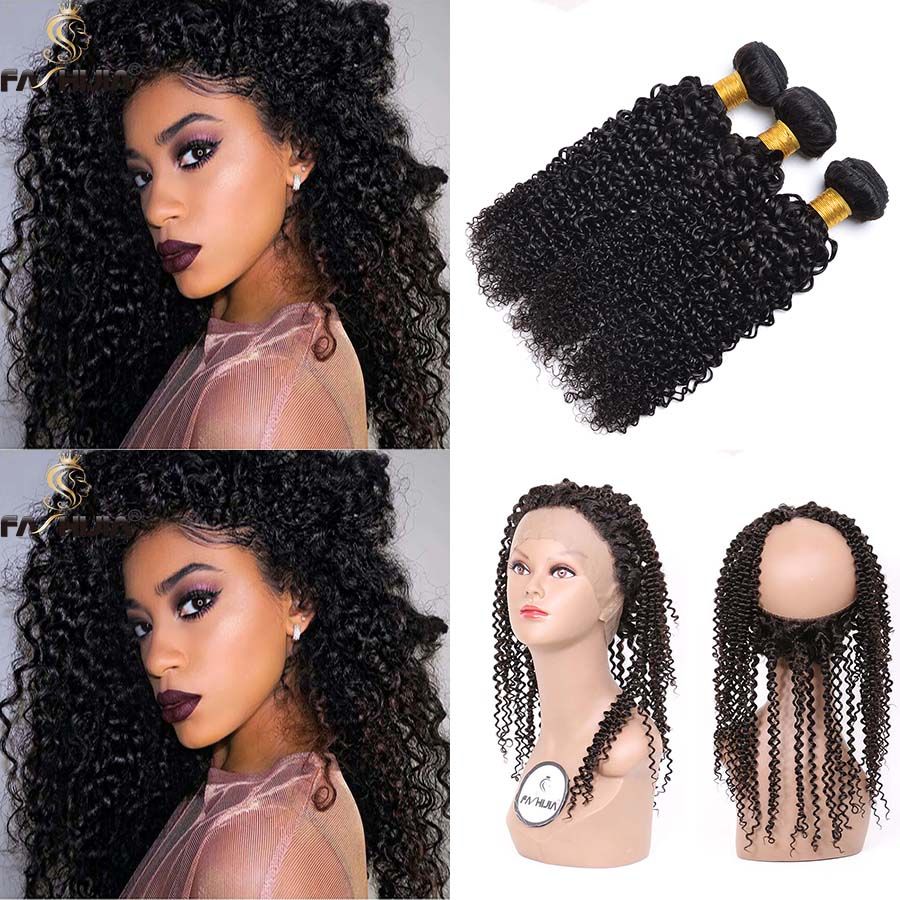 2019 Brazilian Natural Curly Virgin Human Hair 360 Lace Frontal