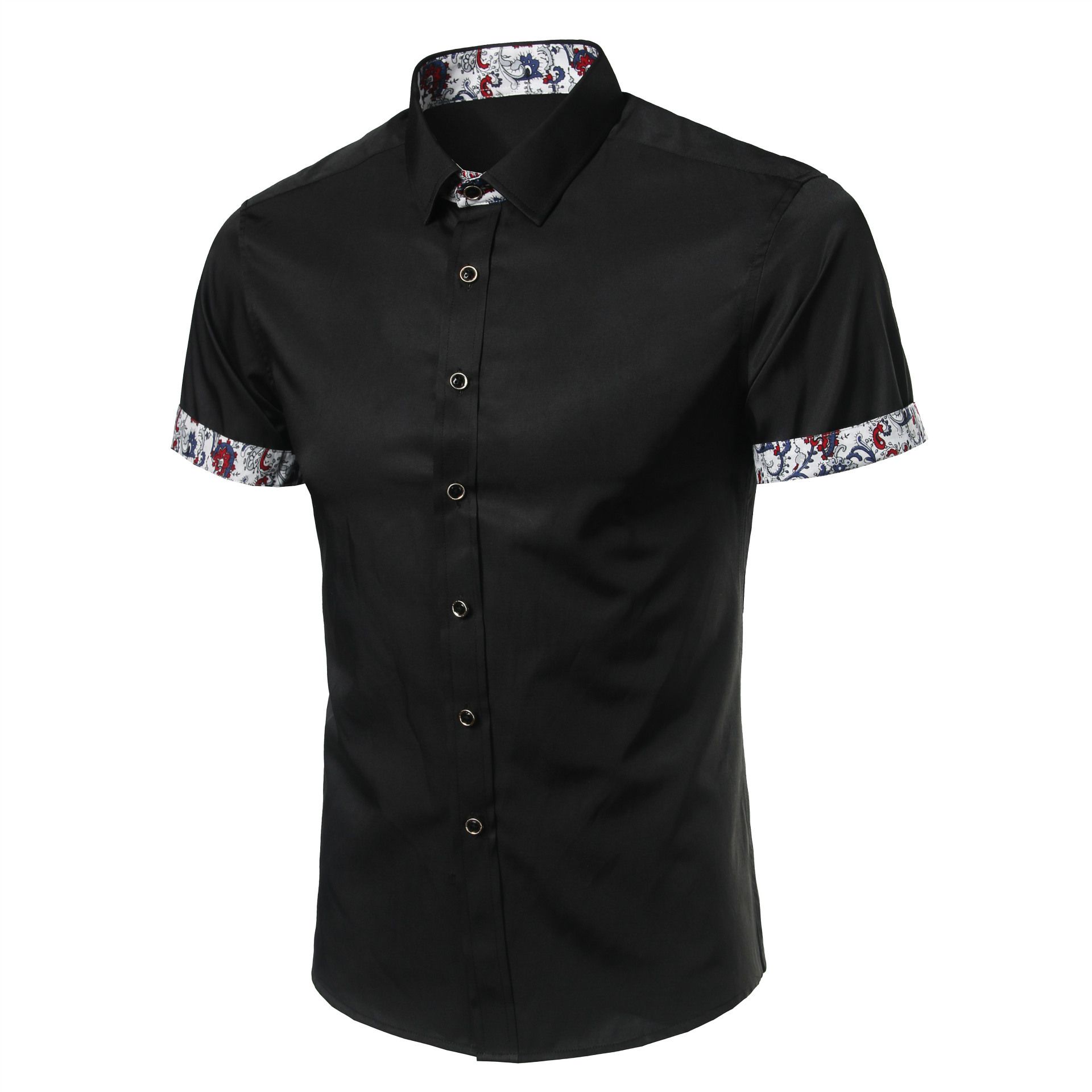 mens short sleeve dress shirts black