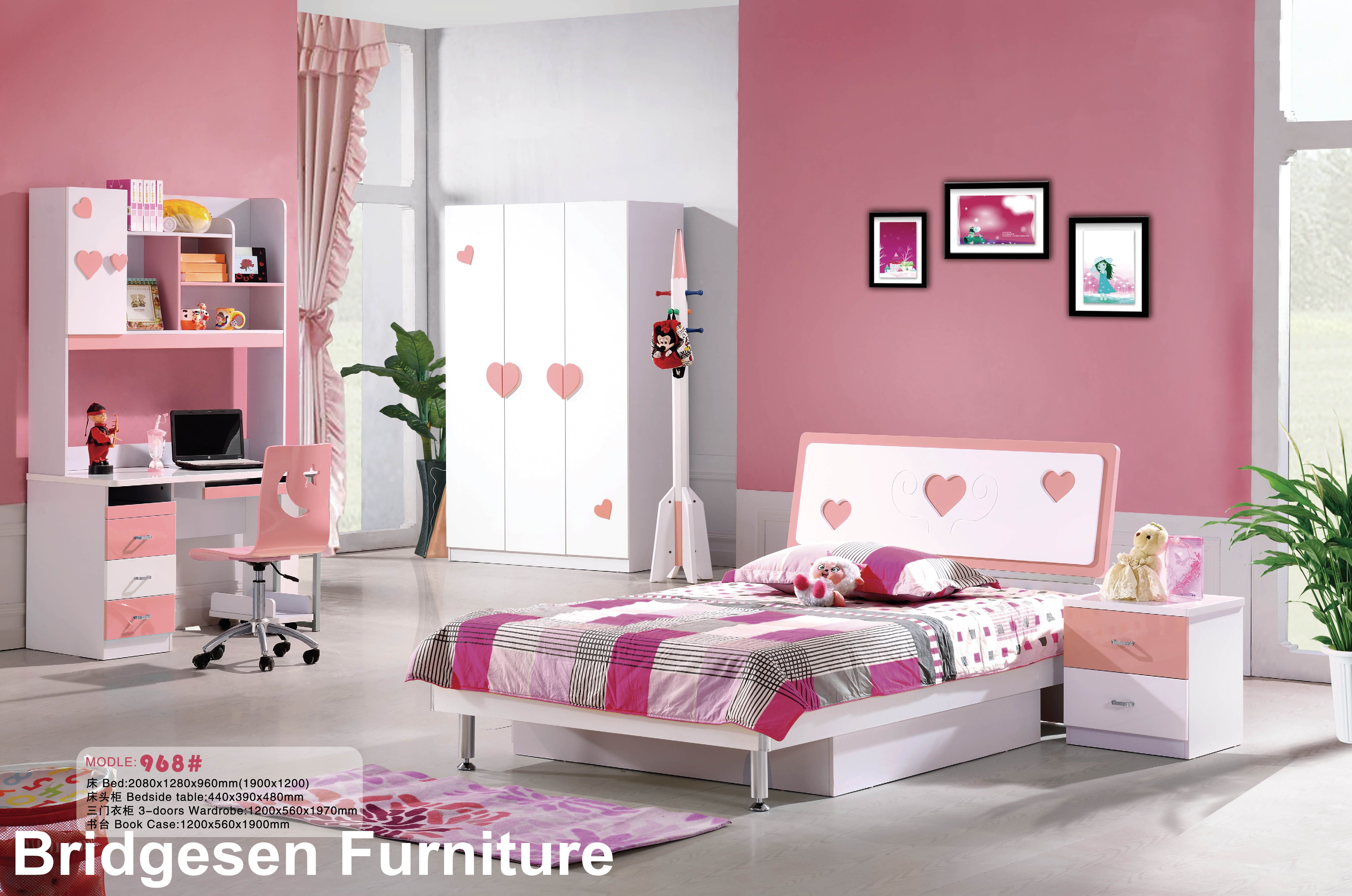 MDF Teenage Girl Kids Bedroom Furniture Set With 2 Door Wardrobe ...