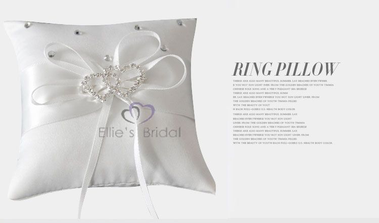 Details about   Bridal Wedding Ceremony Ring Bearer Pillow Cushion Crystal Double Heart Q;