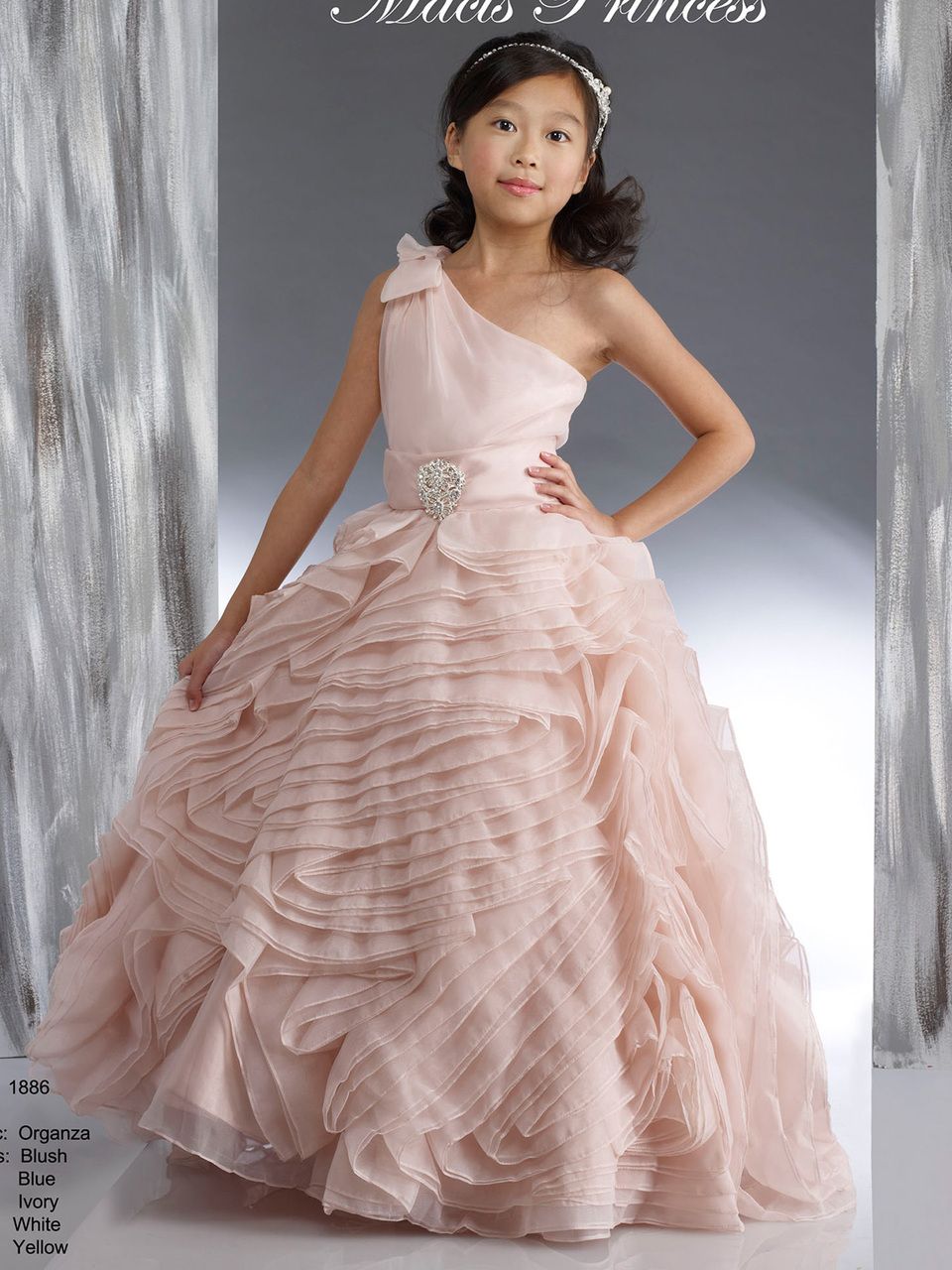 one shoulder flower girl dress