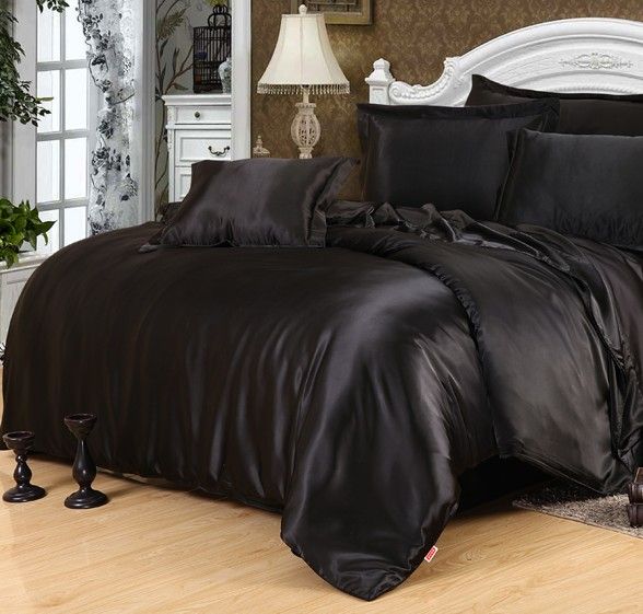 Black Silk Comforter Sets, Black Silk King Size Duvet Cover