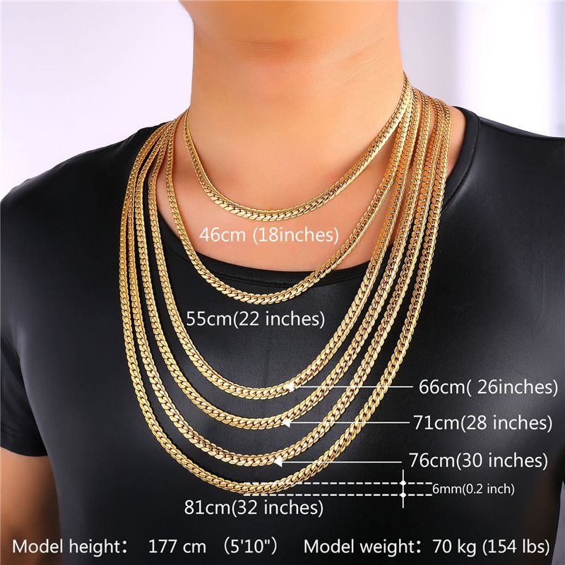 6MM 18 32 Men Gold Chain 18K Yellow 