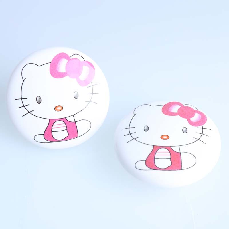2019 50mm White Pink Cat Ceramic Knobs Kitty Porcelain Drawer Shoe