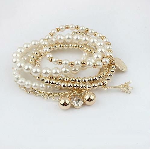 con dijes Pulseras de perlas de imitación de cristal para Pulseras de