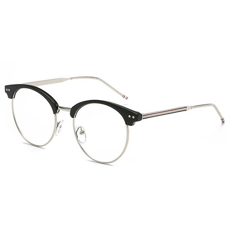 Square Rectangular Clear Lens Glasses Flat Top Metal Plated Frame