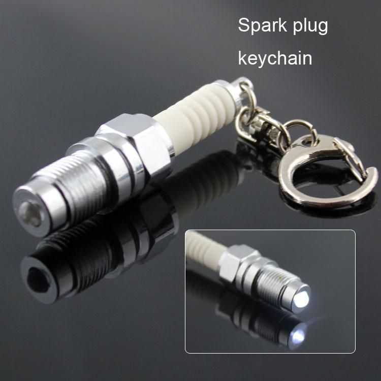 1piece Casual LED Key Chain Spark Plug Key Chain Keychain Car Parts Keyring