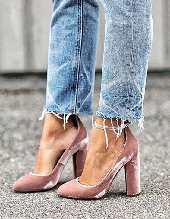 Designer Ankle Buckle Strap Pumps Block 