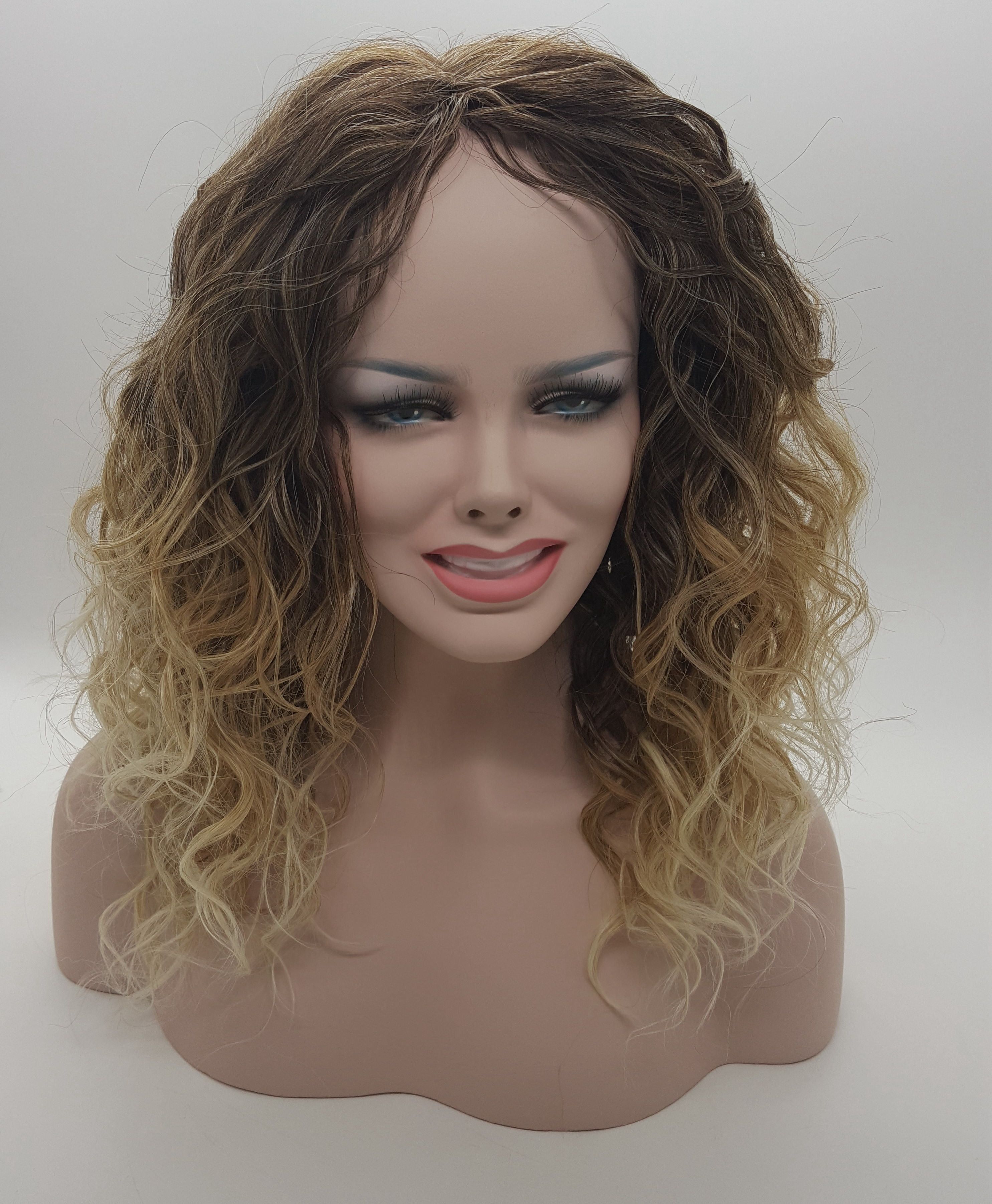 Curly Blonde Wig Dark Roots Ombre Wig For Black White Women High