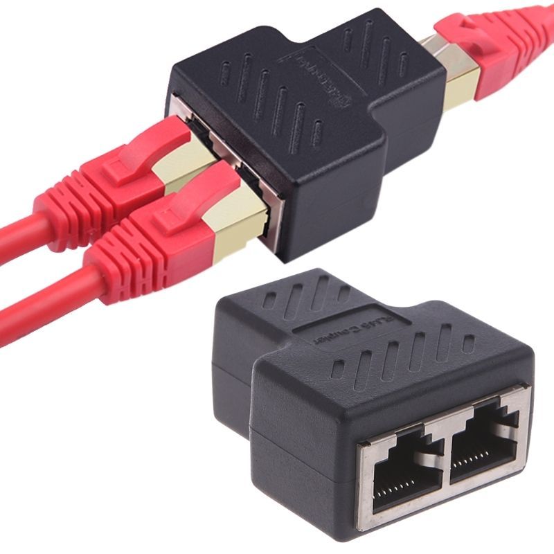 1 To 2 Ways RJ45 LAN Ethernet Network Cable Female Splitter Connector Adapters