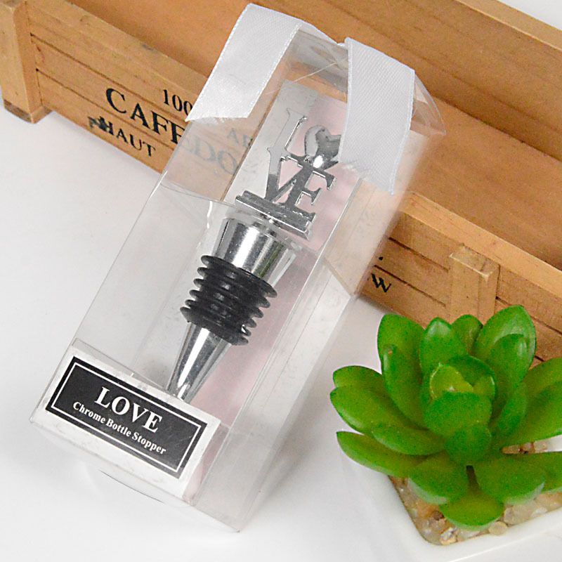 Chrome Love Metal Wine Bottle Stopper Wedding Favors Gifts Favor Wedding Bridal Shower Favors