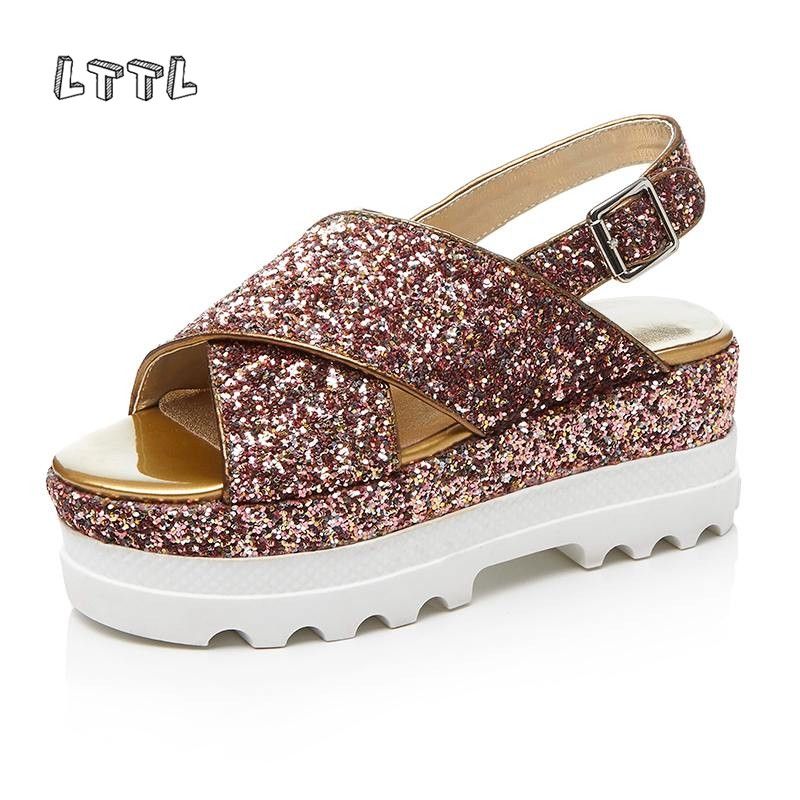 glitter platform sandals