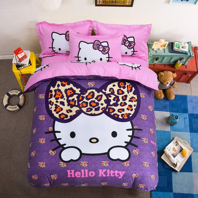 Hedendaags Cotton Bedding Sets Cartoon Hello Kitty Bed Set Duvet Cover Bed KQ-01