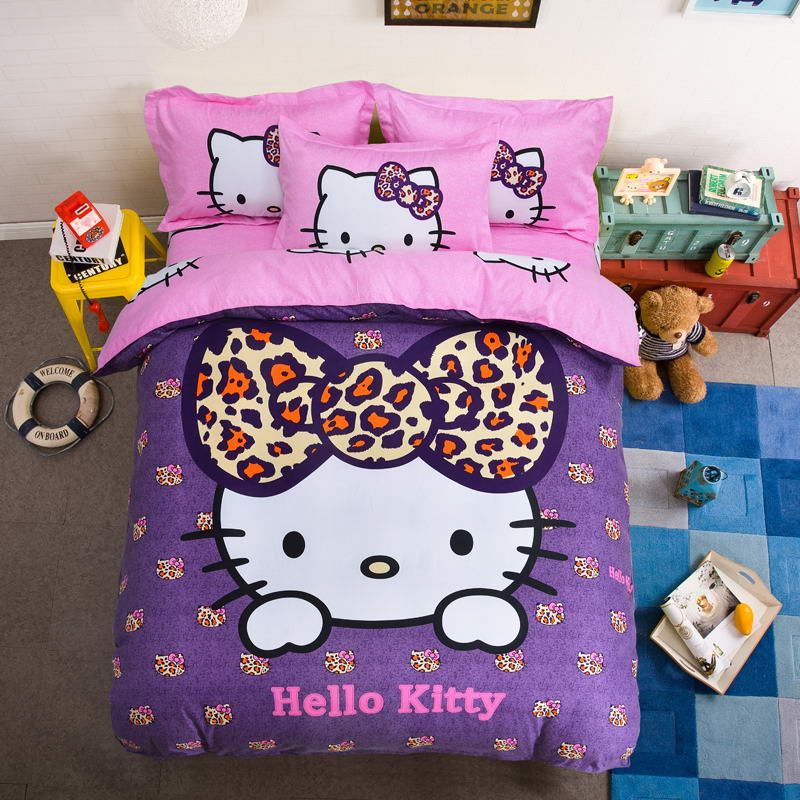Cotton Bedding Sets Cartoon Hello Kitty Bed Set Duvet Cover Bed Sheet Pillowcase Soft And Comfortable King Queen Size King Size Duvet Cover Sets Duvet