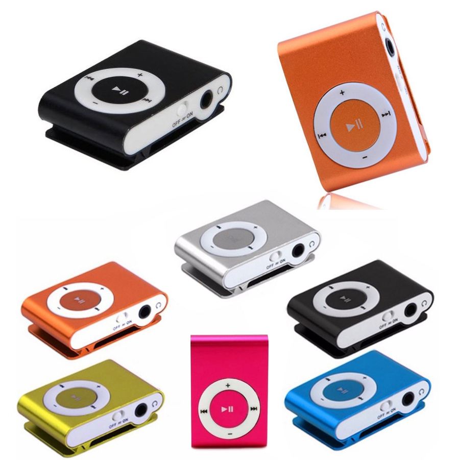 Electrónica Rey® Mini Reproductor MP3 con Enganche de Clip Music Player Naranja Tarjeta de 4Gb Auricular Negro Cable de Carga