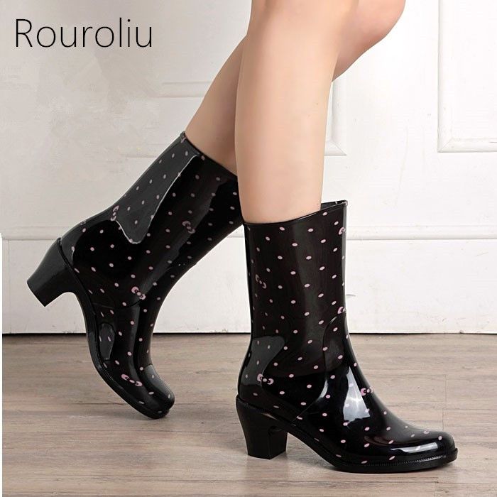 Acquistare Nuovi Arrivi Moda Donna Stivali Con Tacco Medio A Tacco Alto Stivali  Da Pioggia In PVC Corto Stivali Impermeabili Allacqua Wellies ZM84  Economico | Consegna Veloce E Qualità | It.Dhgate