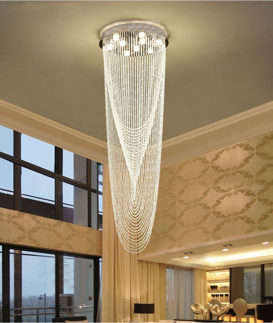 Modern Crystal Chandeliers Stair Chandelier LED Ceiling Pendant