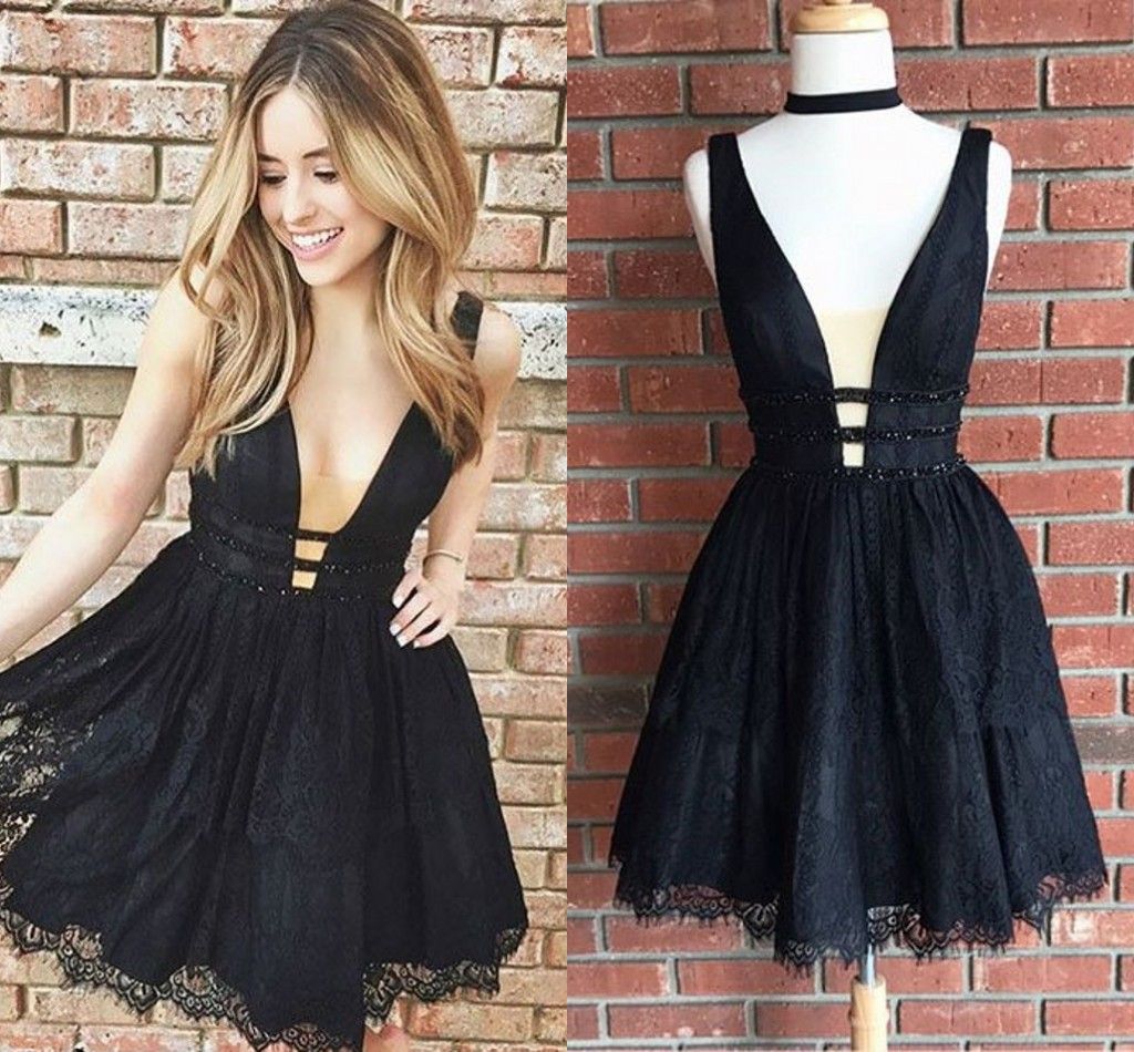 black lace hoco dress