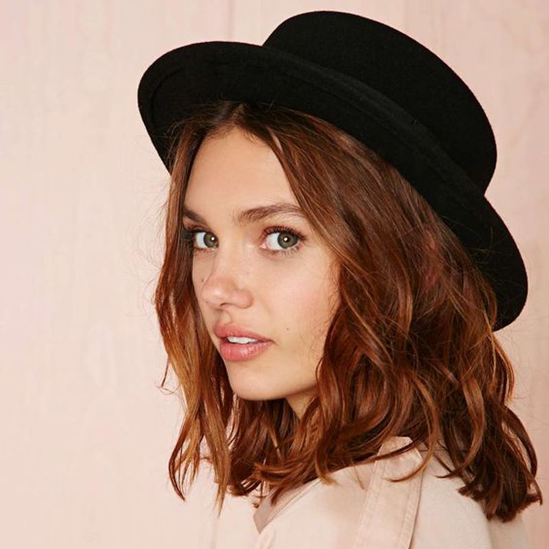 Wool Boater Flat Top Hat Women Men Felt 