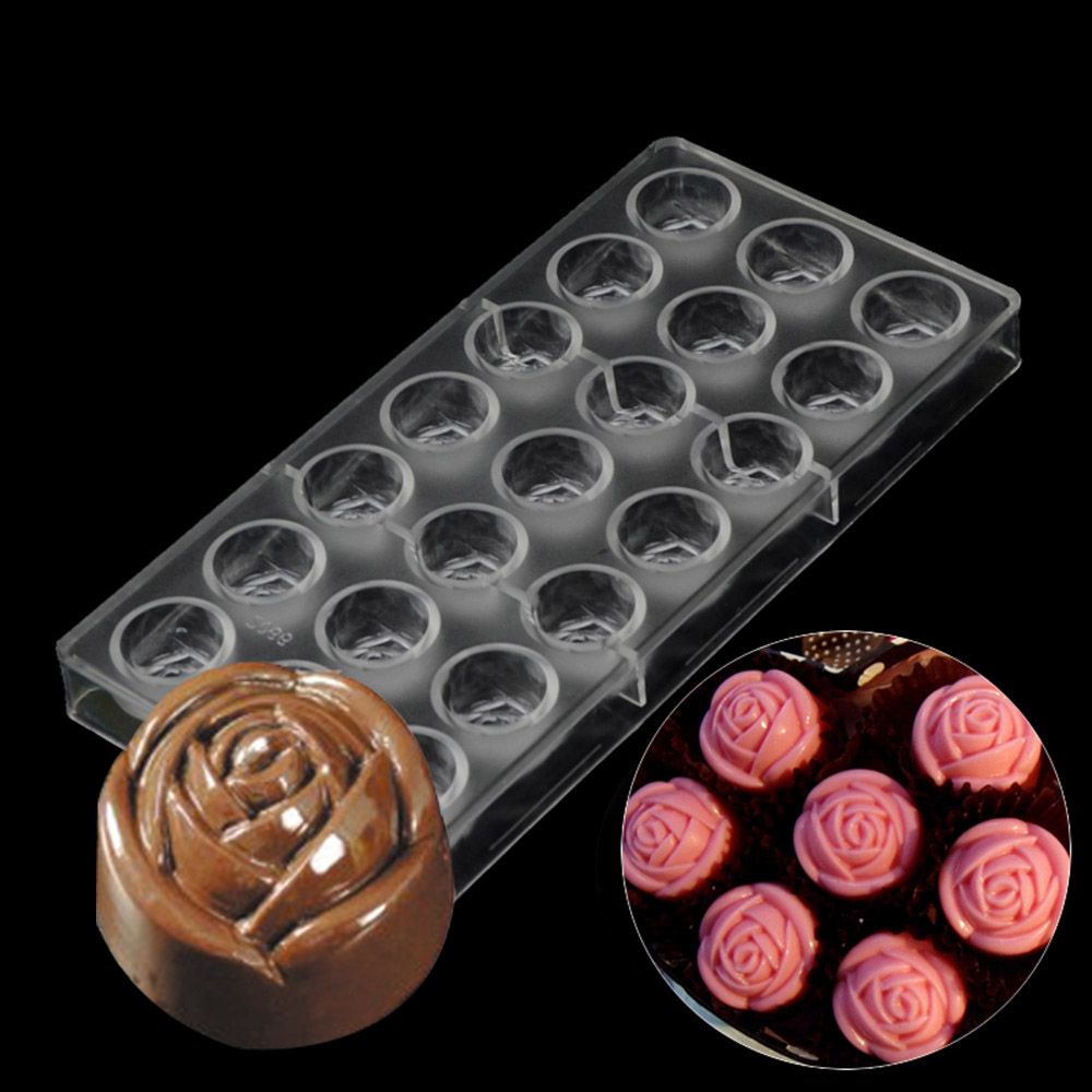 Herramientas para hornear y pastelería de plástico flor rosa molde de  chocolate, decoración de boda 3D