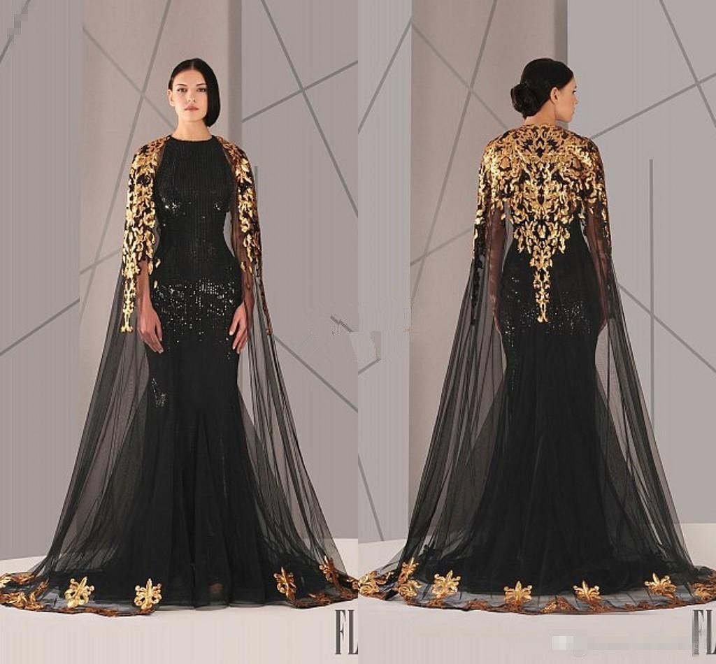 dinner dress black and gold muslimah